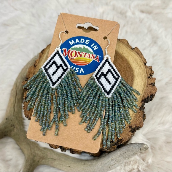 Beaded Fringe Earrings Mountains - Picture 4 of 6